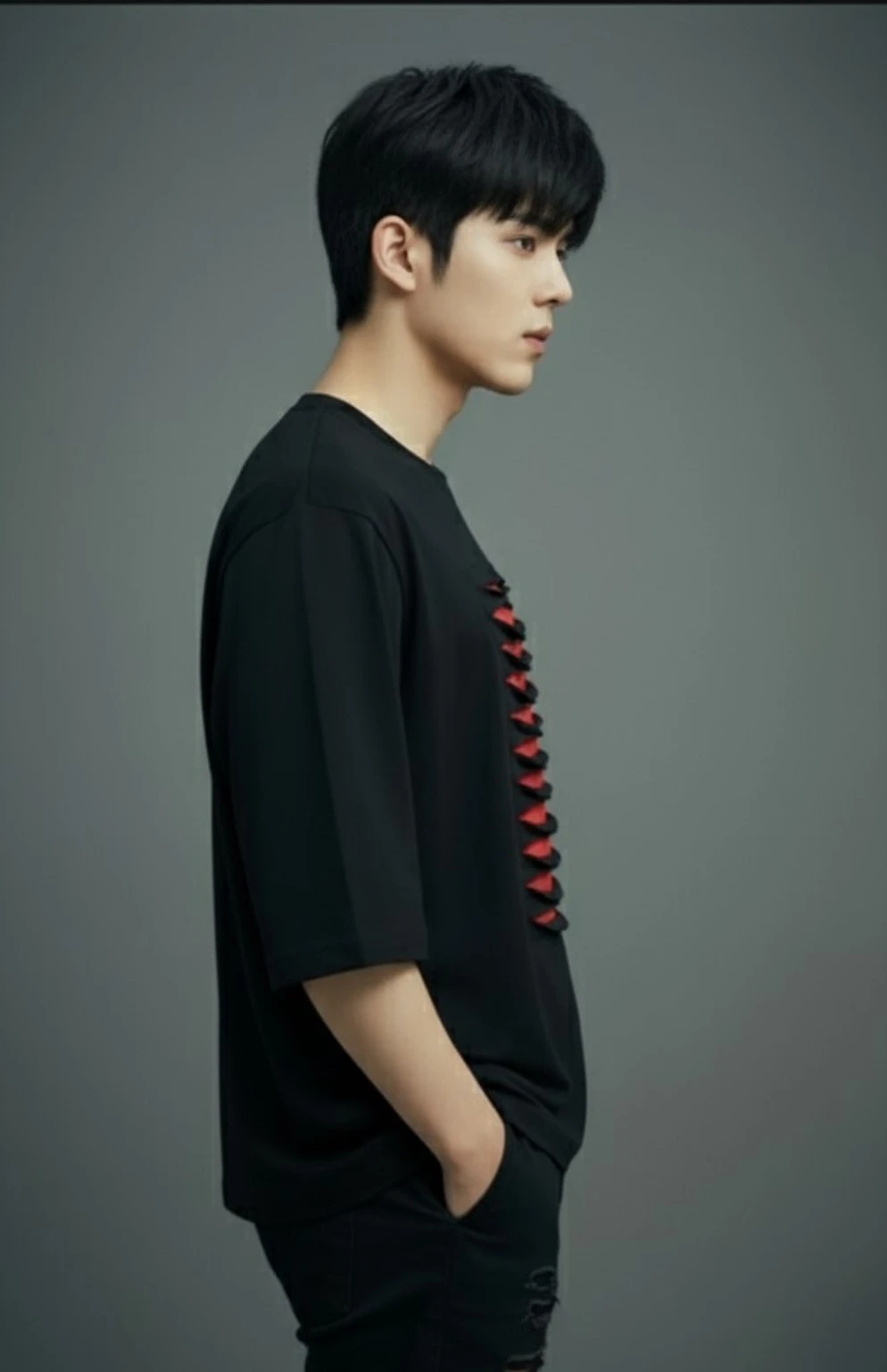 R World Men Printed Round Neck Pure Cotton Black T-Shirt