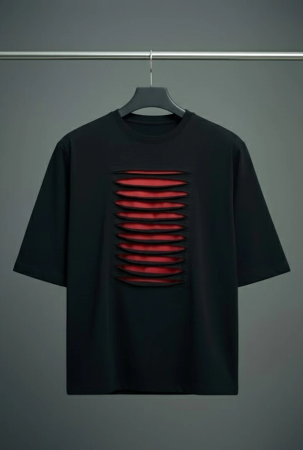 R World Men Printed Round Neck Pure Cotton Black T-Shirt